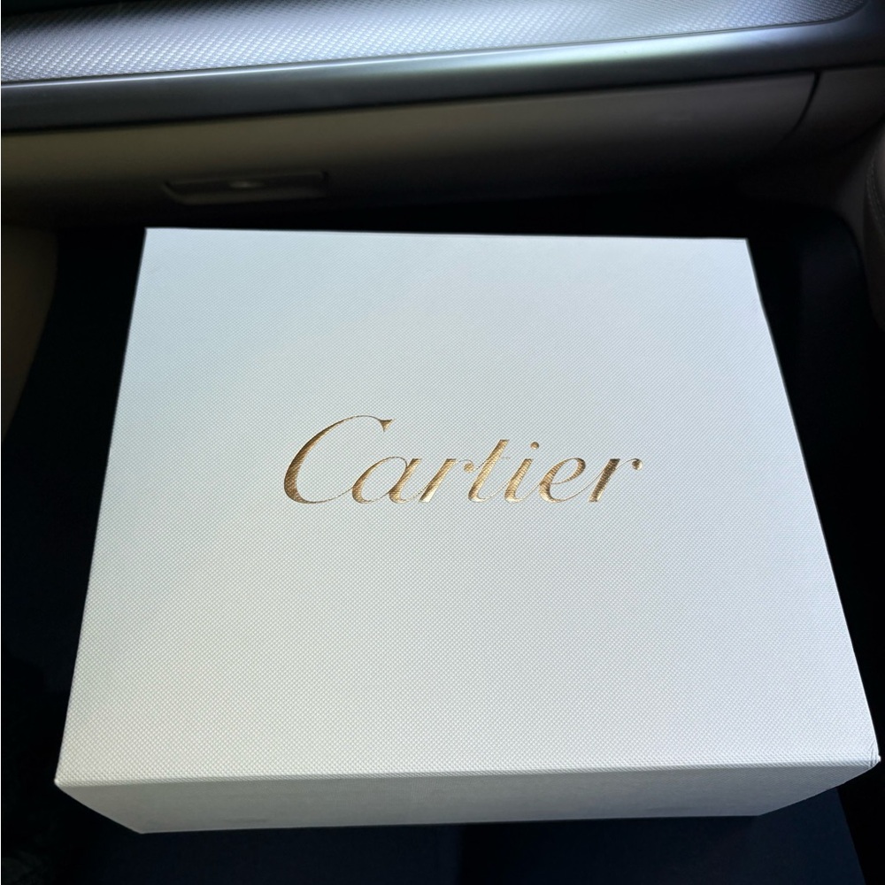 Cartier White Box with Gold Script Logo